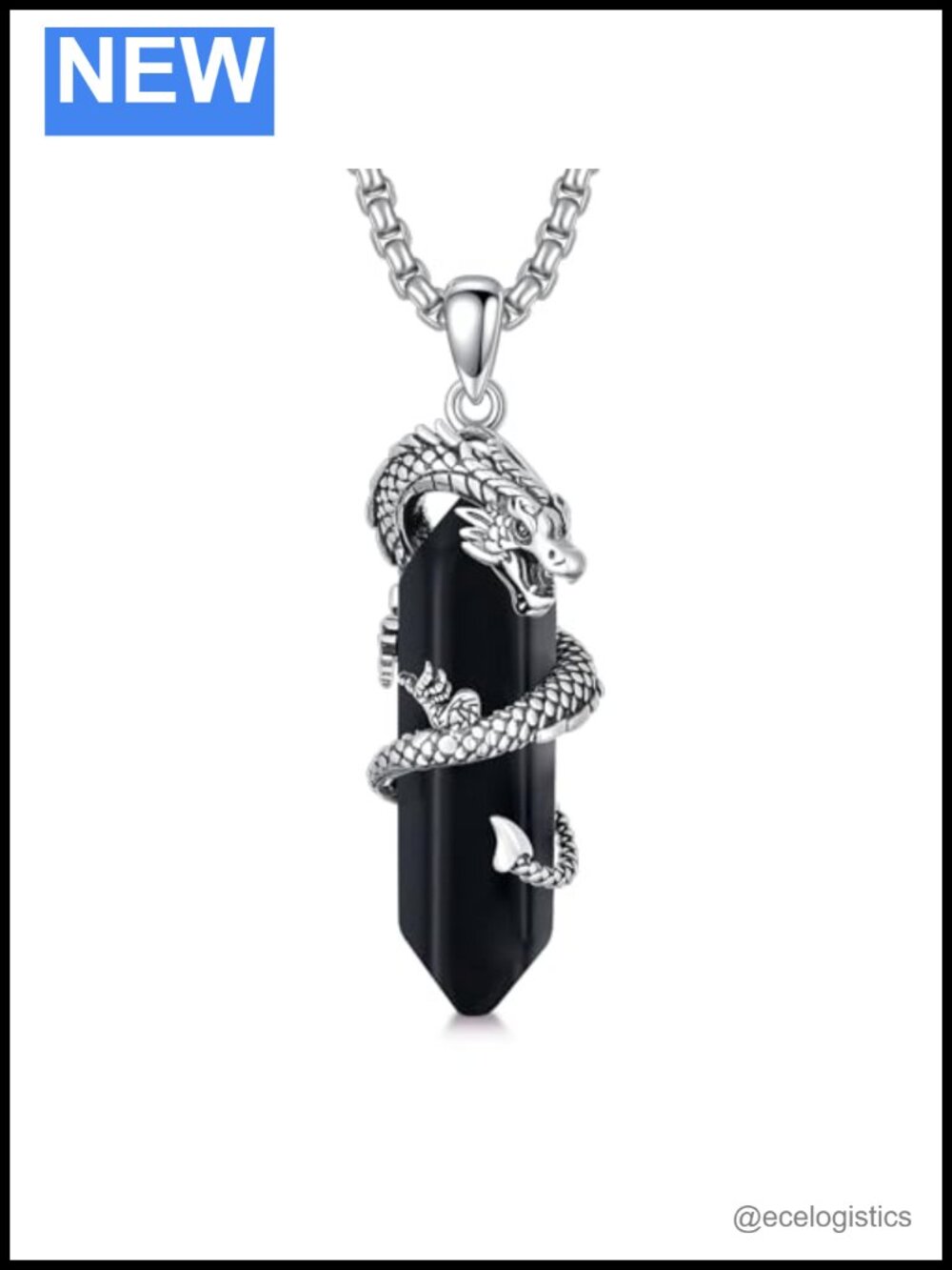 Dragon Pendant Necklace Sterling Silver Amethyst 22"